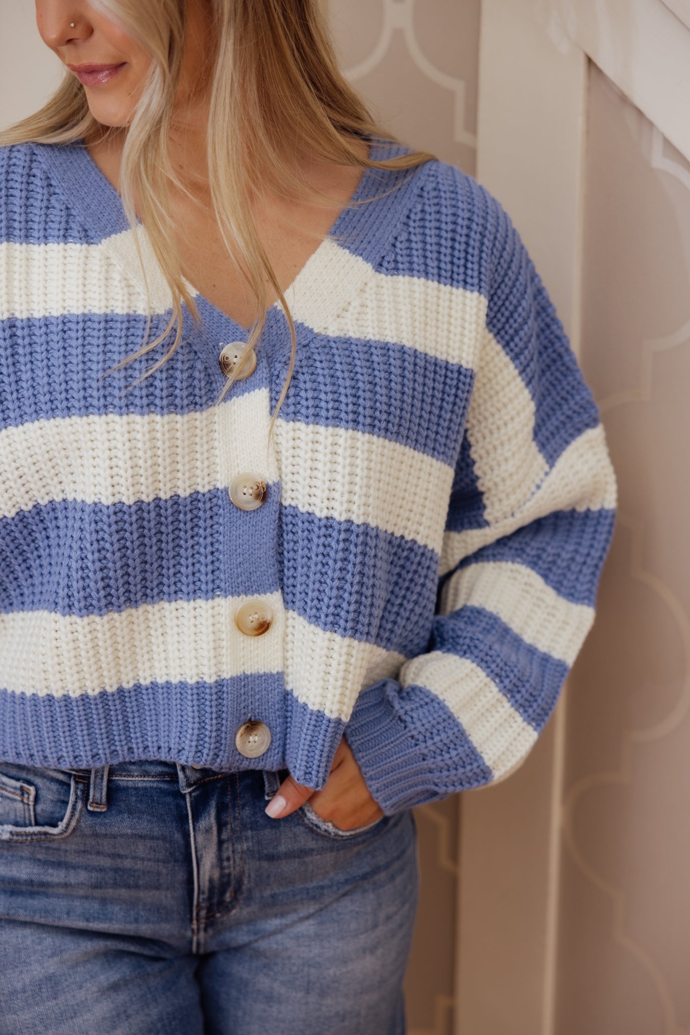 Blue Striped Cardigan